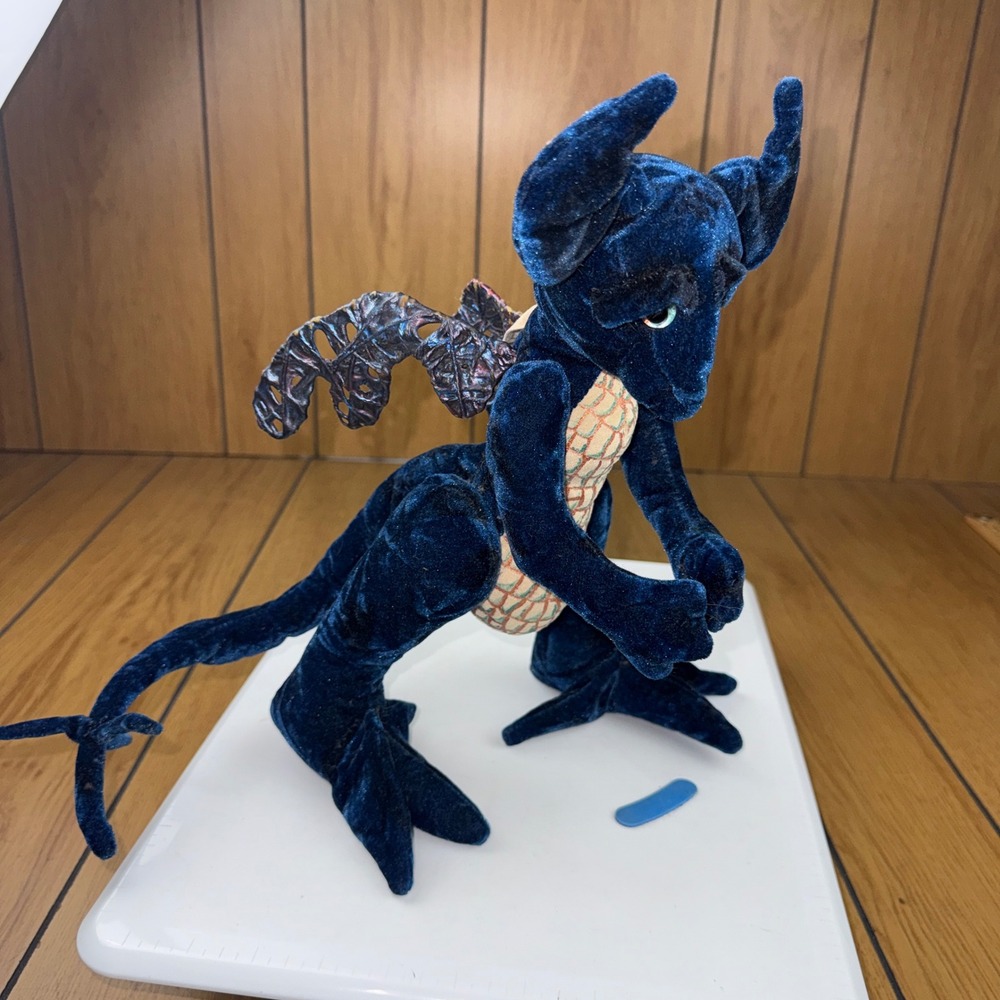 Otter Folks Originals Dragon Plush Blue Velvet Artist Made Julie Terry Folks